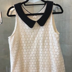 Anthropologie Peter Pan cream and black top